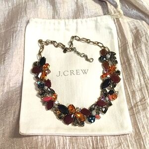 J. Crew Mega Rhinestone Collar Bone Bib Statement Necklace New With Dust Bag